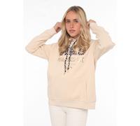 Hoodie ZWILLINGSHERZ ""Wild Free"", Damen, Gr. L/XL, beige, Sweatware, Obermaterial: 50% Baumwolle, 50% Polyester, regular fit normal, hoch geschlossener Ausschnitt, angesetztes Bündchen, Sweatshirts