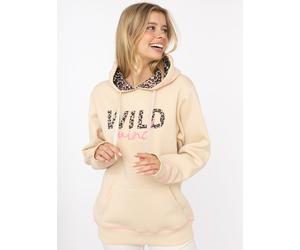 Hoodie ZWILLINGSHERZ "Wild Mind", Damen, Gr. L/XL, beige, angeraute Sweatware, Obermaterial: 50% Baumwolle, 50% Polyester, mehrfarbig, hüftbedeckend, ohne Ausschnitt, angesetztes Bündchen, Sweatshirts