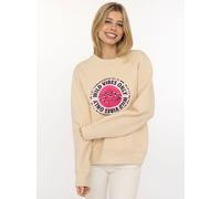 Hoodie ZWILLINGSHERZ "Wild Vibes", Damen, Gr. L/XL, beige, Sweatware, Obermaterial: 50% Baumwolle, 50% Polyester, Sweatshirts Hoodie, Rundhals, runder Druck mit Leomuster und Schriftzug (69684739-L) b