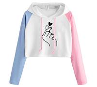Hoodies Damen Panda Pullover Leichte Sweatshirts Herbst Lose Bauchfrei Kapuzenpulli Langarmshirts Oversize Kurz Bluse SchöNe BeiläUfige Pulli Kanpola