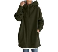 Hoodies for Women Casual Full Zip Up Hoodie Comfortable Womens Long Hoodies Fall Winter Fashion Sweatshirts with Pockets (Army Green,L)