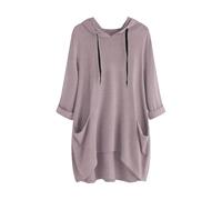 Hoodies für Damen, locker, leichter Tunika, Kapuzen-Sweatshirt, übergroßer langer Pullover, Tops mit Taschen, einfarbig, lässig, lange Pullover, RD1, XXL