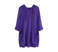Hoodies für Damen, locker, leichter Tunika, Kapuzen-Sweatshirt, übergroßer langer Pullover, Tops mit Taschen, einfarbig, lässig, lange Pullover, PP1, 5XL