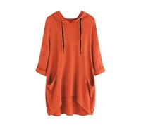 Hoodies für Damen, locker, leichter Tunika, Kapuzen-Sweatshirt, übergroßer langer Pullover, Tops mit Taschen, einfarbig, lässig, lange Pullover, RD2, S