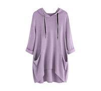 Hoodies für Damen, locker, leichter Tunika, Kapuzen-Sweatshirt, übergroßer langer Pullover, Tops mit Taschen, einfarbig, lässig, lange Pullover, Pp2, 5XL