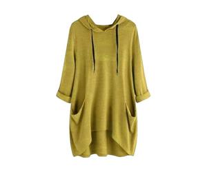 Hoodies für Damen, locker, leichter Tunika, Kapuzen-Sweatshirt, übergroßer langer Pullover, Tops mit Taschen, einfarbig, lässig, lange Pullover