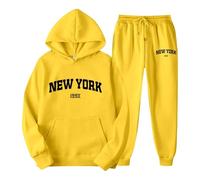 Hoody Damen Mit Kapuze, Sweatshirt Für Damen, Set Aus Kapuzenpullover Und Jogginghose Mit Buchstaben Print Für Paare Unisex York Thema Freizeitkleidung Bequemer Stylischer Trainingsanzug Mit Kapuze