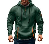 Hoody Herren Mit Kapuze Sweatjacke Herren Langarm Wander Sport Oberteil Reißverschluss Pullover Arbeits Tactical Oversize Hoody Fleece Dicker Pulli Gym Dünne Kapuzenpulli Kleidung 2#dunkelgrün M