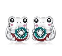 HOOHWE Frosch Ohrringe 925 Sterling Silber Frosch Ohrstecker für Mädchen Hypoallergen Tier Ohrringe Schmuck Geschenke für Damen Kinder