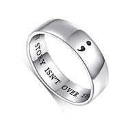 HOOHWE Inspirational Jewelry S925 Sterling Silber Meine Geschichte ist noch nicht vorbei; Semikolon Ring für Männer Frauen oder Unisex Breite 6mm 57(18.1)