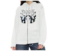 Hooked up Sweater Coat for Women Print Long Sleeve Full Zip Hoodie Oversize Teen Girls Sweatshirt, weiß, 38