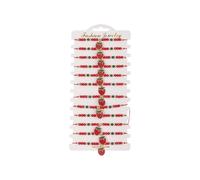 HOOLRZI 1. 12-teiliges Verstellbares Erdbeerrotes Kristall Armband Geflochtenes Perlen Schmuckset Für Layering Und Alltagskleidung Abendparty Schmuckgeschenk
