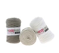Hoooked RibbonXL Sparset aus 3 Rollen je 120 Meter Riesen-Textilgarn aus recycelter Kleidung in Mochaccino Pearl