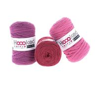 Hoooked RibbonXL Sparset aus 3 Rollen je 120 Meter Riesen-Textilgarn aus recycelter Kleidung (Plum Lipstick)