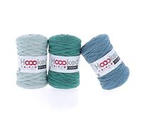 Hoooked RibbonXL Sparset aus 3 Rollen je 120 Meter Riesen-Textilgarn aus recycelter Kleidung (Waldorf Grass)