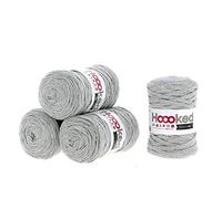 Hoooked RibbonXL Sparset aus 4 Rollen je 120 Meter Riesen-Textilgarn aus recycelter Kleidung in Silver Grey