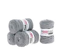 Hoooked RibbonXL Sparset aus 4 Rollen je 120 Meter Riesen-Textilgarn aus recycelter Kleidung in Stone Grey