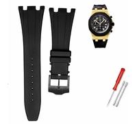 hoosouk 28 mm weiches Gummi-Uhrenarmband für AP ROYAL OAK 40 mm 42 mm Armband(Black black)