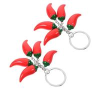 HOOTNEE 2 Stück Pack Schlüsselanhänger Chili Legierung Dekorative Schlüsselanhänger mit Künstlichem Chili Motiv Vielseitiger für Tasche und Partygeschenk