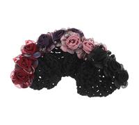 HOOTNEE 4 Stück Bunte Blumen haarspangen Atmungsaktive Netz haarklammern mit Stoffblumen Leichter Haarknoten netzschutz Komfortable Haarschmuck clips für Damen und Frauen