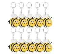 HOOTNEE Niedliche Bienen Schlüsselanhänger Vielseitiger Anhänger 10 Stück aus Silikon und Metall für Geldbörsen und Taschen Geschenk für Freunde und Familie