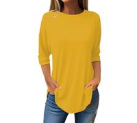 HOOUDO Angebote des Tages Heute Blitzangebote Tshirt Damen V Ausschnitt Gelb T Shirts Fuer Mollige Rave Klamotten Damen Bluse Body Damen Weiß Lustige Regenbogen Mein Bestellung Sale