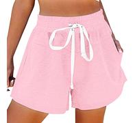 HOOUDO Angebote des Tages Heute Damen-Shorts, Baumwolle, Hoch, Elastisch, Tailliert, Plissiert, Süße Shorts, Strand, Fließende, Lässige Shorts Schlaf Shorts Meine Bestellungen Anzeigen