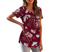 HOOUDO Angebote des Tages Heute Damen Tunika Damen Sommer Lang Bluse Festlich Damen Hochzeitsgast Bluse Weiss Damen Kurzarm Leichte Sommerbluse Damen Oberteile Business Damen Meine Bestellungen Sale