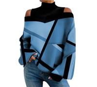 HOOUDO Angebote des Tages Heute Hochgeschlossenes, trägerloses, langärmliges T-Shirt-Oberteil für Damen mit Blumenmuster Damen Pullover Kurz Und Weit Festliche Outfit Damen Sale Angebote Bestellung