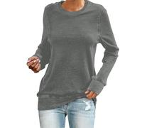 HOOUDO Angebote des Tages Heute Lässiges Damen-Sweatshirt mit Rundhalsausschnitt, kurzes Langarmshirt, weiche, lockere Oberteile Kleid Totenkopf Unterhemd Damen Lang Damen Sale Angebote Bestellung