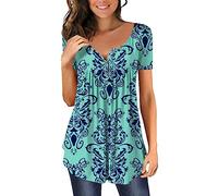 HOOUDO Angebote des Tages Heute T-Shirt Oversized Damen Racerback Top Damen Lang Tshirt Damen Sommer Print Schwarze T Shirts Basic Damen Damen Kleidung Guenstig Damen Tunika Meine Bestellung Sale