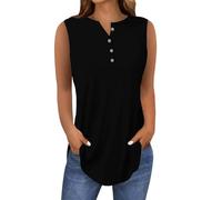 HOOUDO Angebote Des Tages Heute Top Schwarz Damen Ärmellose Damen-Tank-Tops Für Den Sommer Tanktops Frauen Only Blusen Aermellos Xxl Seidenunterhemd Tshirt Grosse Grössen Blaues Oberteil Sportshirt