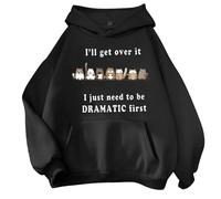 HOOUDO Angebote des Tages Heute Übergroßer Kapuzenpullover für Teenager-Mädchen, süßes Kapuzenpullover mit Tierbuchstaben-Grafik und Kordelzug, „I'll Get Over It“-Komfor Meine Bestellungen Anzeigen