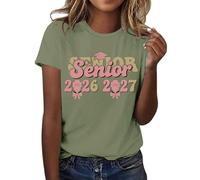 HOOUDO Damen Basic V-Ausschnitt T-Shirt Mit Kurzen 2026, Der Abschlussklasse Freizeit-T-Shirt Für Lehrer Im Abschlussjahrgang, (Light Green, XXXL) Tops Sexy Party Unterhemd Spaghettiträger Weiß