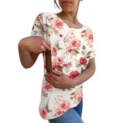 HOOUDO Damen Basic V-Ausschnitt T-Shirt Mit Kurzen Für Damen, Passend Zu Leggings, Kragen Und Rock (Red, M) Bluse Kurzarm Satin Tunika Oversize Shirt Ausschnitt Pullunder Modern Feinripp