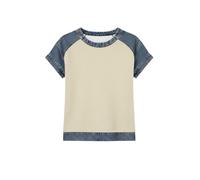 HOOUDO Damen Basic V-Ausschnitt T-Shirt Mit Kurzen Und Lässiges Damen-T-Shirt In Unifarbe Rundhalsausschnitt Ärmeln, Ziernähten (Beige, XXL) Weißes T Shirt Blouse Bluse V Ausschnitt Kurzarm