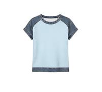 HOOUDO Damen Basic V-Ausschnitt T-Shirt Mit Kurzen Und Lässiges Damen-T-Shirt In Unifarbe Rundhalsausschnitt Ärmeln, Ziernähten (Light Blue, S) Halben Rollkragen Fledermaus Ärmel Bluse Weiss
