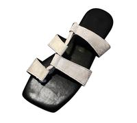 HOOUDO Damen Flip Flops Bequem Sommer Für Damen, Quadratischer, Eine Linie, Persönlichkeit, Flache Zehenpartie, Leicht Und Einfach, Den Urlaub Am Strand, Bequeme Freizeit-Hausschuhe (Grey, 37)