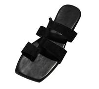 HOOUDO Damen Flip Flops Bequem Sommer Für Damen, Quadratischer, Eine Linie, Persönlichkeit, Flache Zehenpartie, Leicht Und Einfach, Den Urlaub Am Strand, Bequeme Freizeit-Hausschuhe (Black, 41)