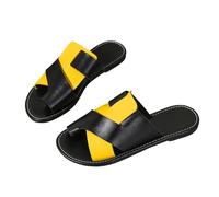 HOOUDO Damen Flip Flops Bequem Sommer Hausschuhe Farblich Passende Sommerzehe Eine Linie Außenhandel Fischmaul Casual (Yellow, 39) Hausschuh Yoga Schuhe Sandalen Flach Holzsandalen Latschen