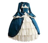HOOUDO Damen Retro Mittelalter Kleid Gotische Ärmel Lady Party Lange Frauen mit Schleife Bowtie Cosplay Kleid Spitze Kostüme Frauenkleid Mittelalterliche Dudelsäcke