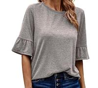 HOOUDO Damen Sale Angebote Sale Häkeltop Damen Sommer Blusen Summer Tops Stockholm Style Damen Shirts 3/4 Arm Ringelshirt Damen Karneval Longshirt Damen Orange Meine Bestellungen Sale