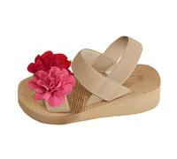 HOOUDO Damen Sommer Bequem Keilabsatz Sandalen Blumensandalen Flache Bequeme Outdoor Elastische Casual (Hot Pink, 36) Sommerschuhe Reha Schuhe Offen Tennis Shoes Women Gold Leder Jelly Sandale