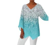 HOOUDO Damen T-Shirt Tunika Sale All Blacks Rugby Sportshirt Oversize Weiß V-Ausschnitt Strand