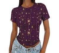 HOOUDO Damen T-Shirt V-Ausschnitt Elegant Oberteile Kurzarm Mit 3/4-Ärmeln, Rundhalsausschnitt, Lässige -T-Shirts, Lockere Passform, Business-Kleidung (Multicolor, XXL) Leopard Tshirt Kasak