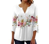 HOOUDO Damen Tshirt Angebote Dreiviertelarm Shirt Damen Locker Satin Bluse Damen Tshirt Laessig Damen Ausgefallene Tunika Damen Luftige Oberteile Damen Sommer Meine Bestellungen Anzeigen 24