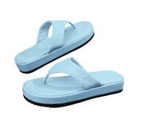 HOOUDO Damen Zehentrenner Sommer Flip Flops Frauen Bequem Mit Offener Zehenpartie Im Retro-Stil, Und Flach, Weich (Sky Blue, 37) Weiße Silber Orthopädisch Sandalen 44 Flop Absatz Latschen