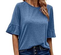 HOOUDO Day Prime 2024 Angebote Musselin Bluse Khaki Weisse Hemdbluse Damen Kurzarm Leichte Sommer T Shirts Damen Sport Oberteile Damen Locker Bluse In Wickeloptik Sale Angebote Bestellung