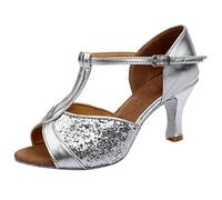 HOOUDO Elegante Sandalen Damen Mit Absatz Latein Ballsaal Frauen Abschlussball-Fashion-Schuhe (Silver, 36) Grüne Schuhe Pumps Glitzer Sling Beige Riemensandalen Absatz Rot Tanzschuhe Boat Shoes