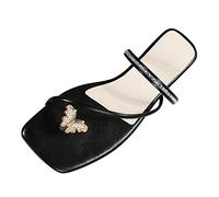 HOOUDO Flip Flops Damen Bequeme Strapazierfähige Elegante Flache Zehentrenner Schmetterling Set Toe Sandalen Flat Strap Casual Home Hausschuhe Strandpantoffeln (Black, 39) Flop Pantoletten Grün
